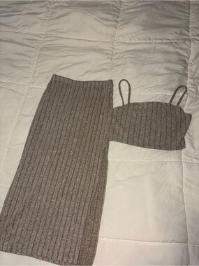 SHEIN Ribbed Knit Two-Piece  Set